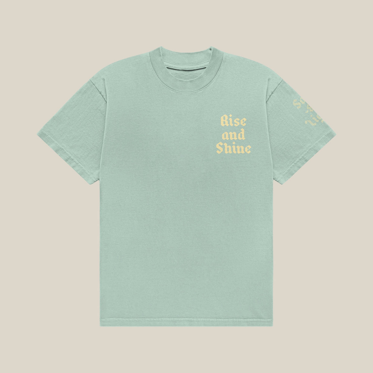 Rise and Shine Tee Sage - front