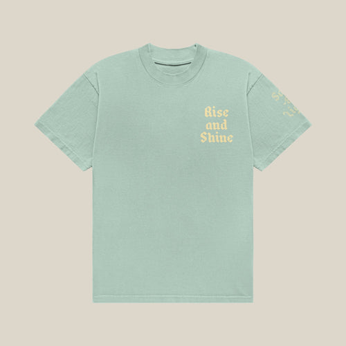 Rise and Shine Tee Sage - front